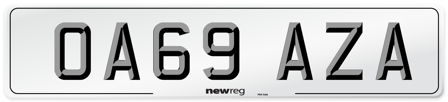 OA69 AZA Number Plate from New Reg